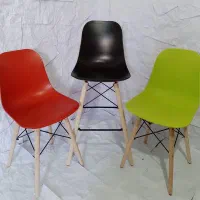صندلی پلاستیکی نهارخوری پایه چوب صفحه فایبر