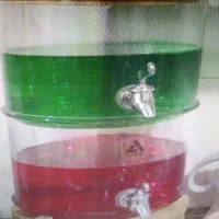 کلمن شیشه ای دوطبقه پایه و درب چوبی