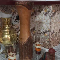 لاکپشت چوبی دست ساز قدیمی و گلدان چوبی|مجسمه، تندیس، ماکت|مشکیندشت, |دیوار