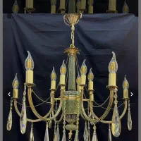 لوستر سنگی ۱۰شعله برنز وکریستال قیمت مناسب ‌مدرن|لوستر و چراغ آویز|کرمانشاه, |دیوار