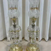 دو عدد شمعدونی کریستالی نو