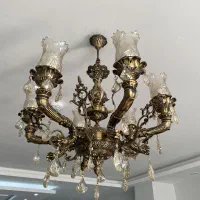 لوستر برنز ۶ شاخه بهمراه ۳ دیوارکوب|لوستر و چراغ آویز|اصفهان, میرعماد|دیوار