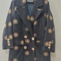 پالتو کتی مخمل کبریتی گلدوزی آستردار