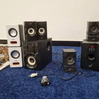 مانیتور +۶ عدد بلندگو و دو دستگاه ساب کامپیوتر
