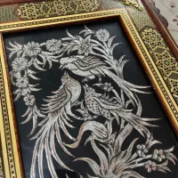 تابلوی قلم زنی مسی با قاب حاتم کاری|تابلو، نقاشی، عکس|ری, فیروزآبادی|دیوار