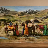 اثر اورجینال رنگ روغن ،فرهنگ عشایر ایران «انتظار»،