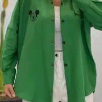 مانتو بیرونی ضخیم نخی سبز فری سایز اسپرت جدید