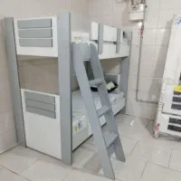 تخت ۲ طبقه سفید طوسی لیدا دور نگ|تخت و سرویس خواب|قزوین, |دیوار