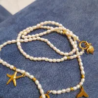 گردنبندو دستبند مروارید پرورشی اصل استیل رنگ ثابت|جواهرات|رشت, رودباری|دیوار