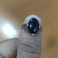 انگشتر نقره با نگین عقیق سیاه