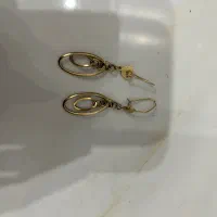 دو عدد گوشواره با یدونه پلاک طلا