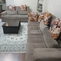راحتی۶نفره روکش ترک-میز وسط و۴عدد عسلی سالم و تمیز|مبلمان خانگی و میز عسلی|تهران, شهران جنوبی|دیوار