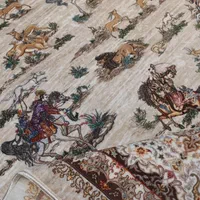 فرش ابریشم طرح دستباف نقشه شکارگاه|فرش|تهران, امین حضور|دیوار