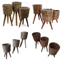 استند پایه گلدان دور حصیری سه تایی شفلرا آگلونما