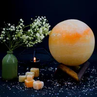 آباژور سنگ نمک گوی با پایه چوبی (چراغ خواب دکوری)|چراغ خواب و آباژور|تهران, تهرانپارس شرقی|دیوار