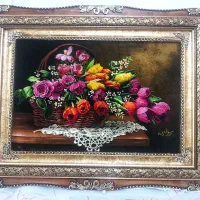 تابلو گل تاج کد 23 دستبافت و ابریشم دار|تابلو فرش|تبریز, |دیوار