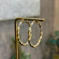 گوشواره طلا دو رنگ پیچ فقط ۶درصد