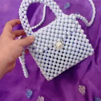 مینی بگ مرواریدی آبی پاستیلی دست ساز