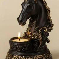 مجسمه سنگی اسب وارمر دار