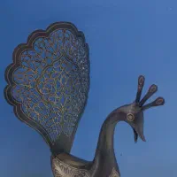 طاووس فولادی نقره کوبی