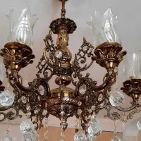 لوستر برنجی ۶ شاخه و ۶ شعله