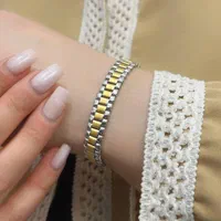 دستبند رولکس اسپورت نقره روکش طلا در دو رنگ نانو