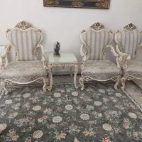 مبل استیل کلاسیک ۸ نفره به همراه ۲ میزبان|مبلمان خانگی و میز عسلی|صومعه‌سرا, |دیوار