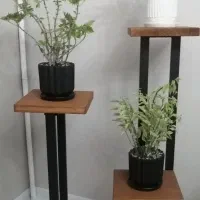 پایه گلدان مدرن تلفیق چوب و فلز