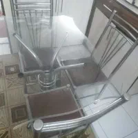 میز غذا خوری استیل شیشه ای بهمراه صندلی صندلی|میز و صندلی غذاخوری|مشهد, رده|دیوار