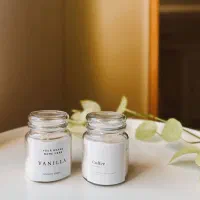 شمع شیشه ای مینیمال با رایحه وانیل و قهوه