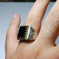 انگشتر نقره عقیق مشکی طبیعی