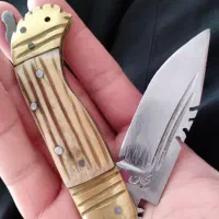 چاقوزنجان دسته شاخ تیغه زنجان اصل کرمانشاه هستم|کلکسیون اشیاء عتیقه|گهواره, |دیوار