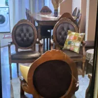 مبلمان استیل چرمی بهمراه میز نهار خوری