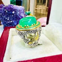 انگشتر فاخر سنگ عقیق سبز رکاب اشک اصل معدنی خراسان
