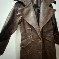 کاپشن چرم قهوه ای شیک