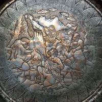 سینی مسی قدیمی قطر ۶۵ سانت قلمکاری دست