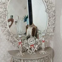 آینه شمعدان سفید صدفی