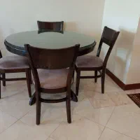 میزوصندلی ۴نفره گرد چوبی