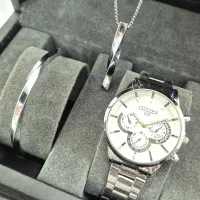 ست مردانه استیل  ساعت سیتیزن VIP دستبند گردنبند