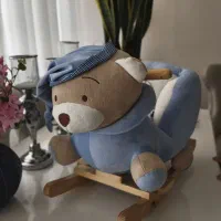 عروسک خرسی بزرگ و  پایه چوبی برای سواری کودکان|اسباب‌بازی بچه|مراغه, |دیوار