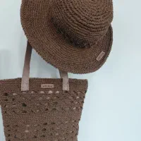 کیف رافیا و کلاه ست و کیف مکرومه