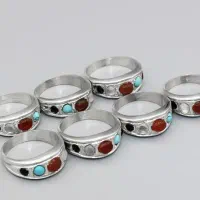 انگشتر 5 سنگ نقره