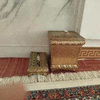 سطل جا دستمال طرح برنز در حد نو