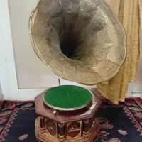 گرام گرامافون هندی هندلی قدیمی عتیقه شیپور برنجی