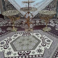 سه تا شیرینی خوری برنجی دوتا قندان برنجی