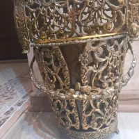 سطل و جا دستمال کاغذی تو پر و سنگین اصل برنز