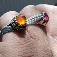 انگشتر یاقوت سرخ سونچیا معدنی و دسته دلبر یمنی