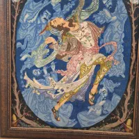 تابلو فرش نخ ابریشم طرح نقاشی استاد فرشچیان