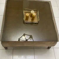 میز جلو مبلی کرم شیشه ای