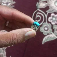 انگشتر نقره فیروزه وعقیق دست ساز قدیمی